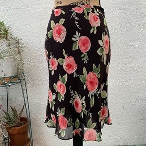 Beautiful silk skirt from Ann Taylor chocolate brown with floral motifs